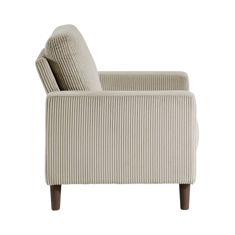 Caspian 32" Corduroy Living Room Chair - Wood Finish Exposed Feet