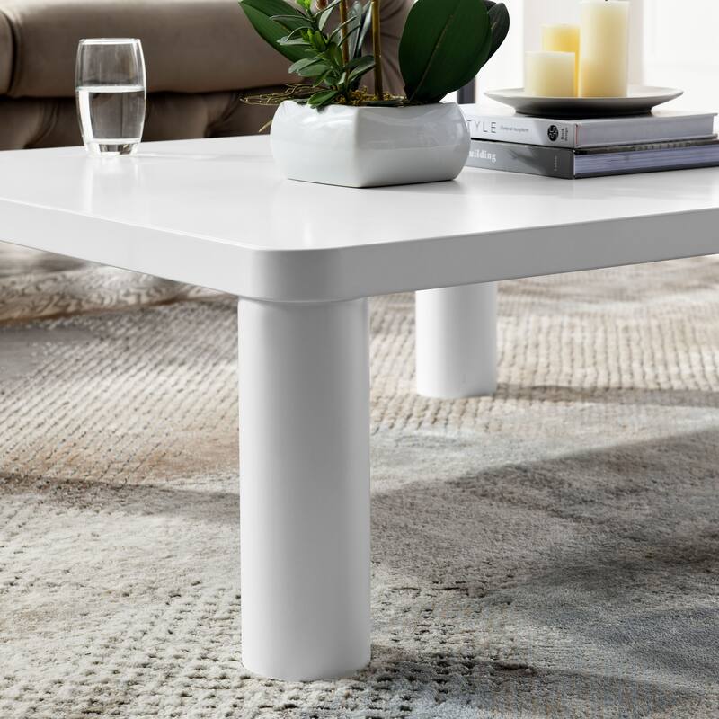33.5" Modern Square Coffee Tables Rounded Corner Design Easy Assembly Center Sofa Table For Living Room Home Office