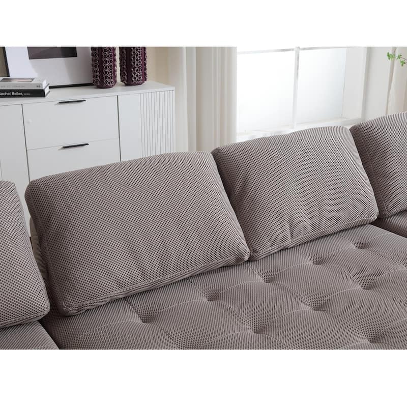 146" Modular Sectional Sofa, Oversized U Shaped with Chaise, Deep Seat Comfy Fabric Cloud Couch for Living Room