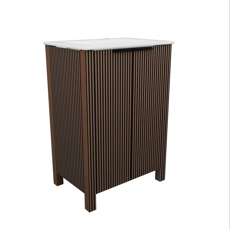 30" Floor Stand Bathroom Vanity Combo with 2 Doors and White Resin Basin Top