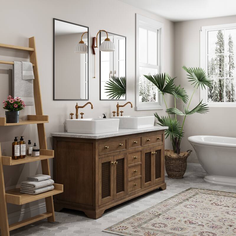 HOROW 19 inch Rectangular White Bathroom Ceramic Vessel Sink Art Basin