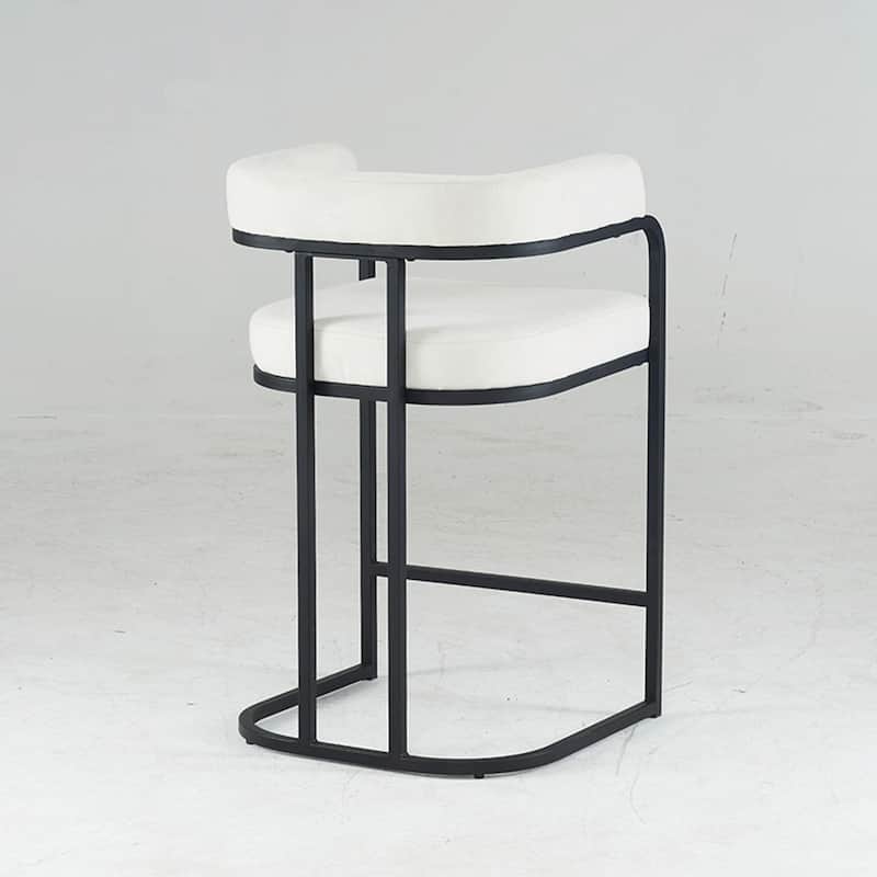 Modern Chenille Bar Stools Set of 2, Upholstered Counter Height Chairs