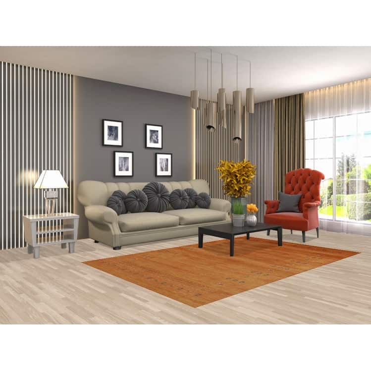 Hand Knotted Oriental 100% Wool Carpet Tribal Tribal Oranges & Rust Gabbeh Area Rug - 7' 8'' X 4' 11''