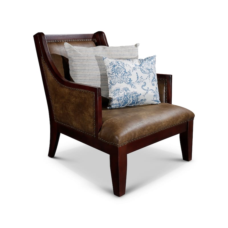 DTY Indoor Living Breckenridge Leather Accent Chair, Rustic Brown