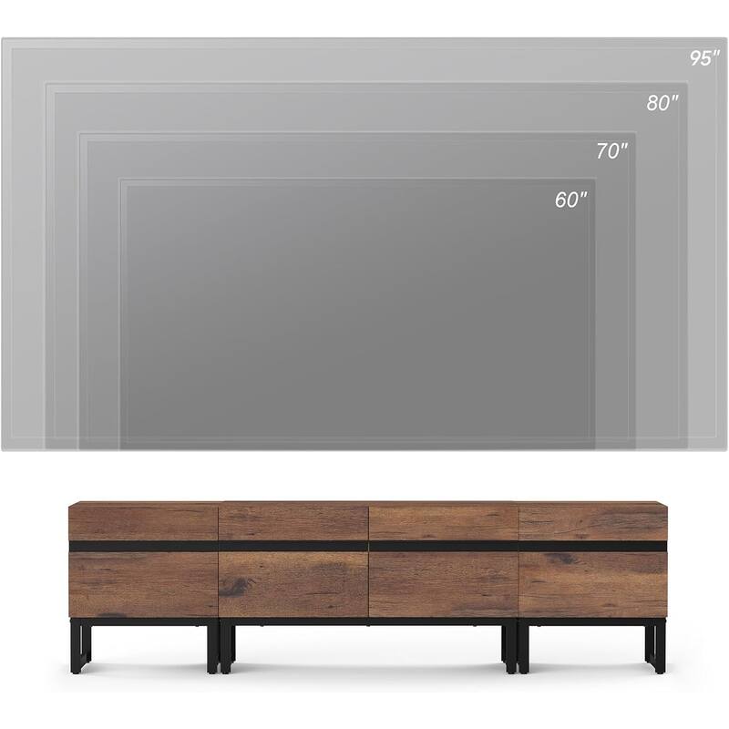 WAMPAT Modern TV Stand for TVs up to 50 inch TV, 2 in 1 Entertainment Center TV Console with Storage Cabinets and Metal Base