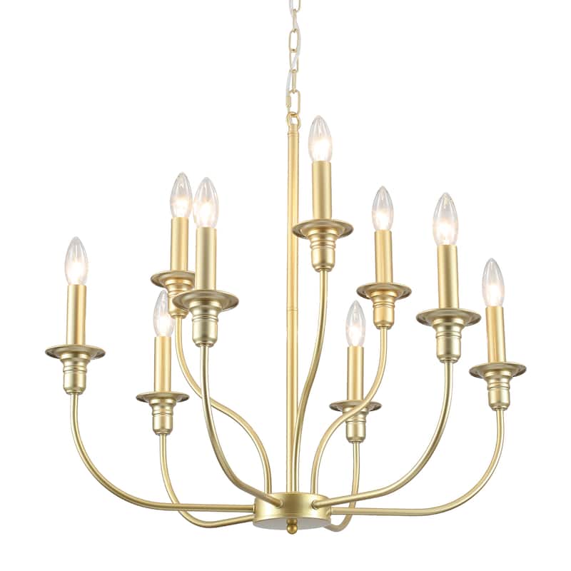 9-Light Candlestick Farmhouse Chandelier for Bedroom Living Room Staircase