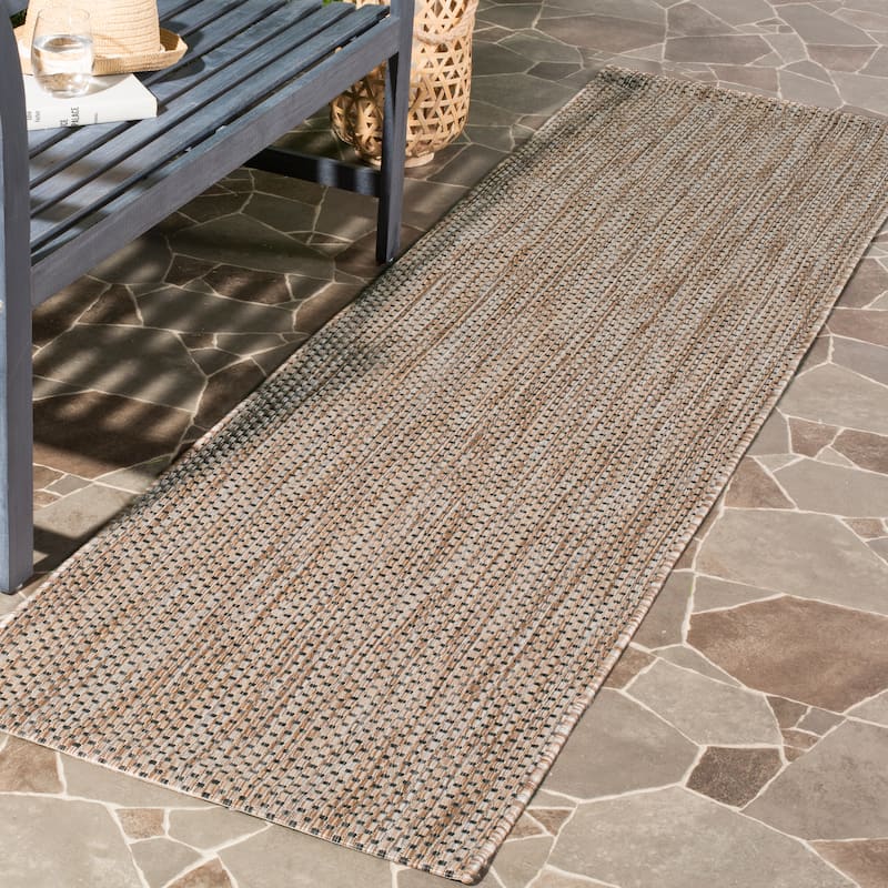 SAFAVIEH Courtyard Jonell Indoor/ Outdoor Patio Backyard Rug - 2'3" x 22' Runner - Natural/Black
