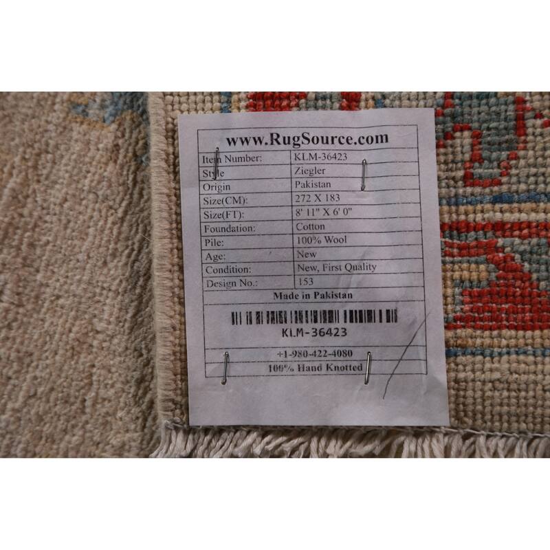 Vegetable Dye Traditional Ziegler Oriental Rug Handmade Wool Carpet - 6'0"x 8'11"