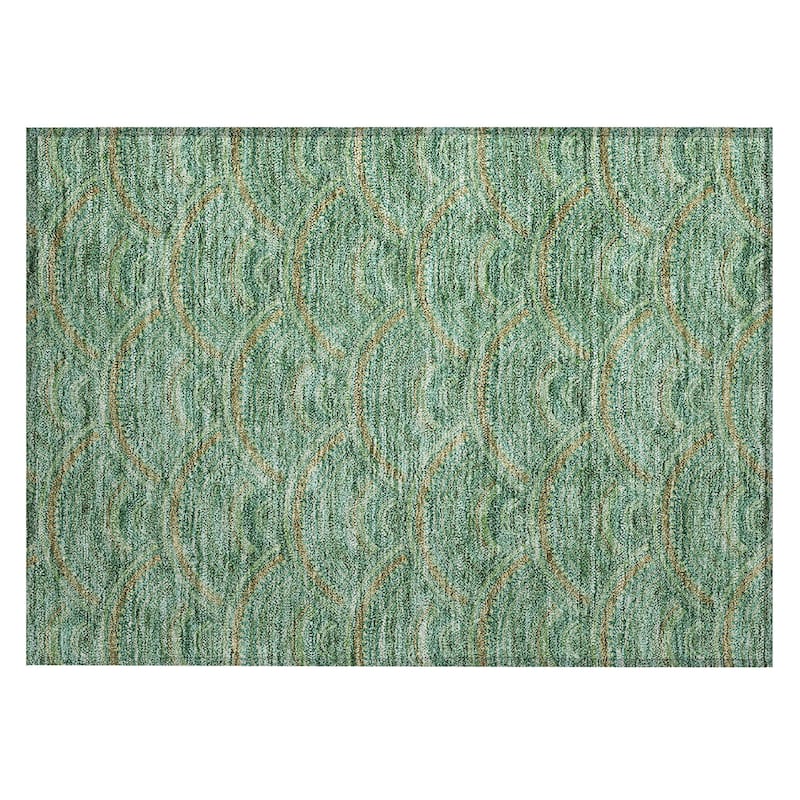 Machine Washable Indoor/ Outdoor Modern Mosaic Chantille Rug
