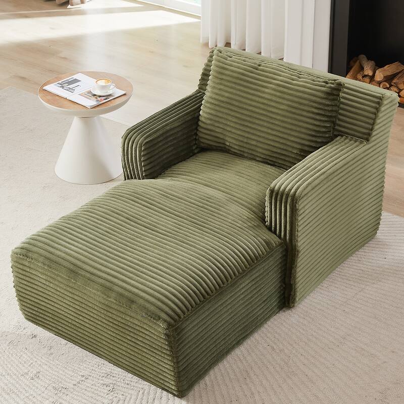 Indoor Single Chaise Sofa, Modern Corduroy Upholstery, No Assembly Required, Comfy Sleeper for Living Room, Office