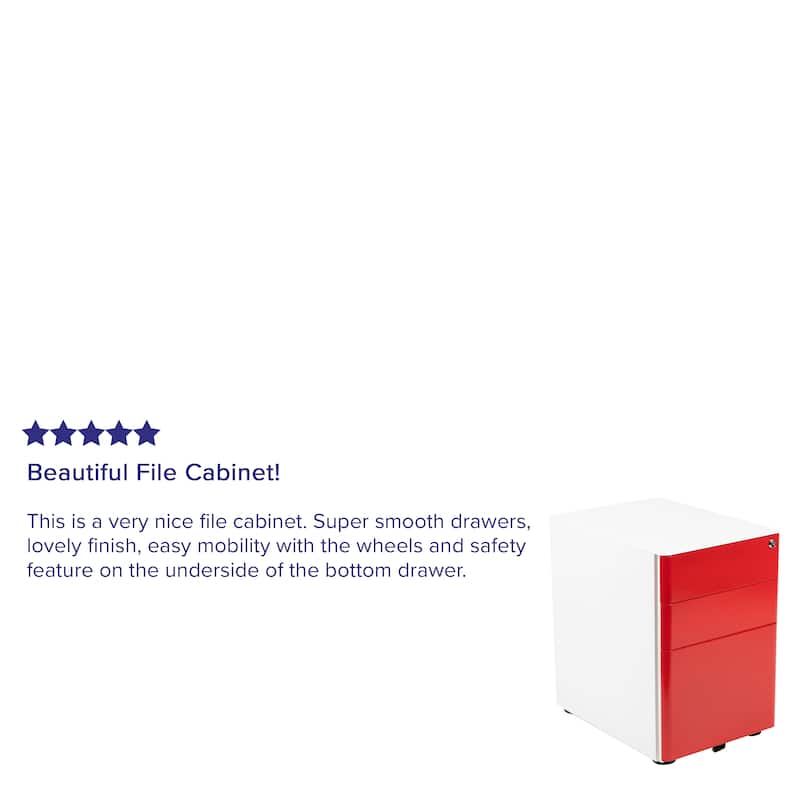 Modern 3-Drawer Mobile Locking Filing Cabinet Storage Organizer