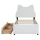 preview thumbnail 28 of 56, Upholstered Platform Bed with Cartoon Ear Headboard and Drawers
