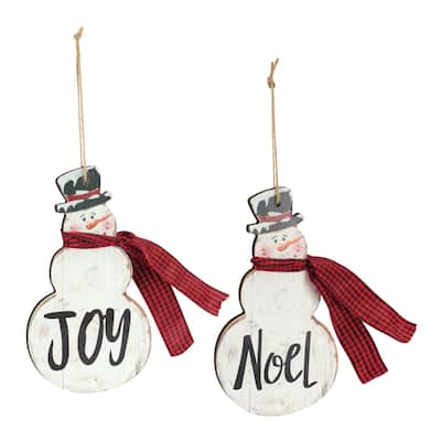 6ct "Joy and Noel" Snowman Christmas Ornaments 7.25"