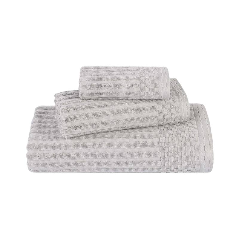 Blue Nile Mills Modern Ribbed 100% Cotton Quick-Dry 3-Piece Towel Set