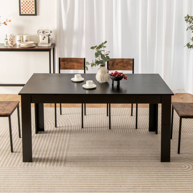 Gymax 63'' Dining Table Rectangular Modern Kitchen Table For 6 People - Coffee - See Details