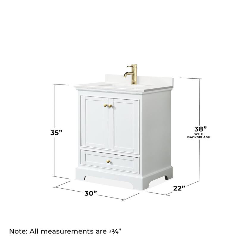 Wyndham Collection WCS202030S-QTZ-UNSMED Deborah 30" Free Standing