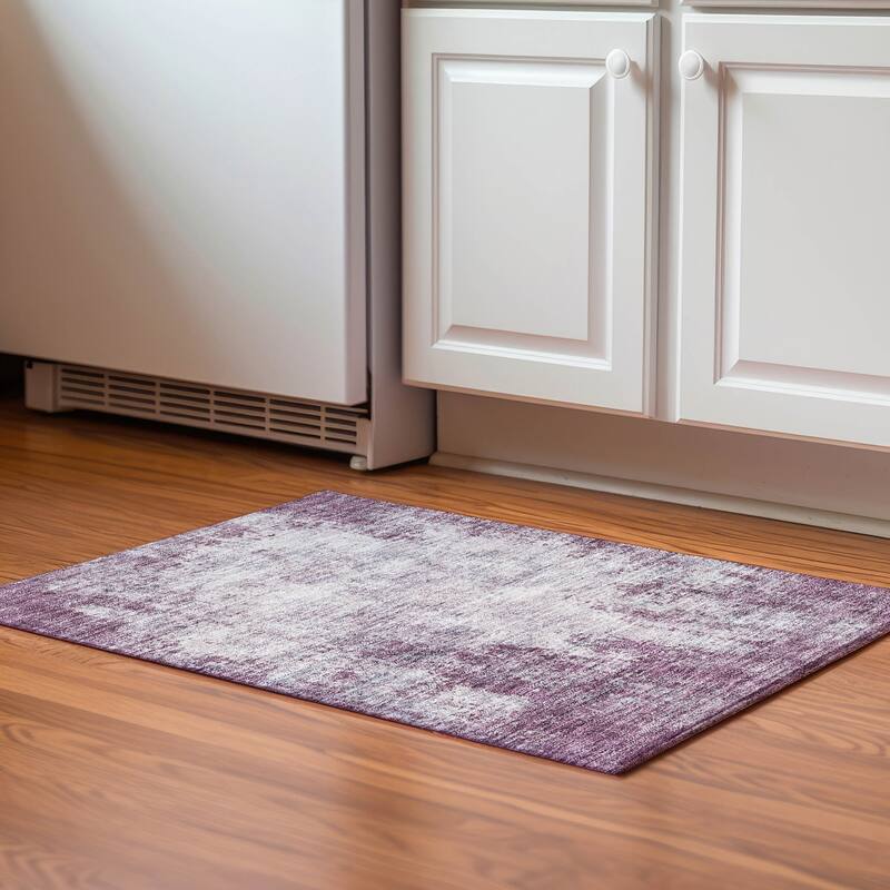 Premium Washable Super Soft Solid Casual Mayfield Rug - Plum - 1'8" x 2'6"