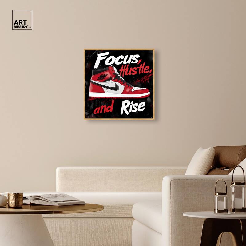 Hustle and Rise Sneaker Red Canvas by Art Remedy