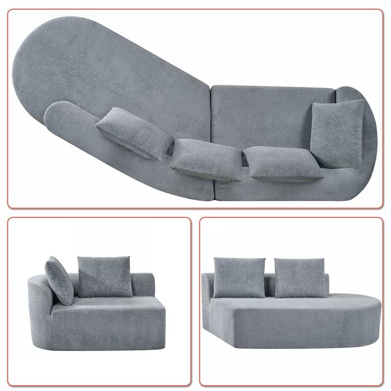 Modern 2-Seater Frame-Free Compressed Polyester Upholstered Sectional Sofa