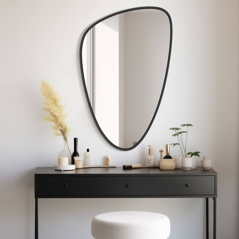Aluminum-framed Pebble Asymmetrical Decorative Mirror