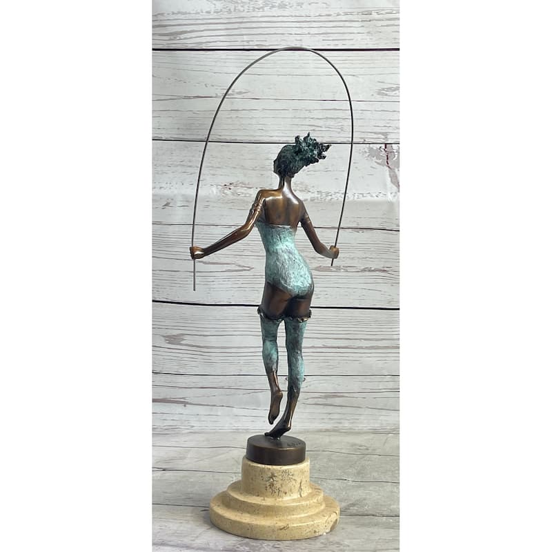 Original Milo Multi Color Patina Jump Rope Girl Bronze Sculpture By Milo Statue