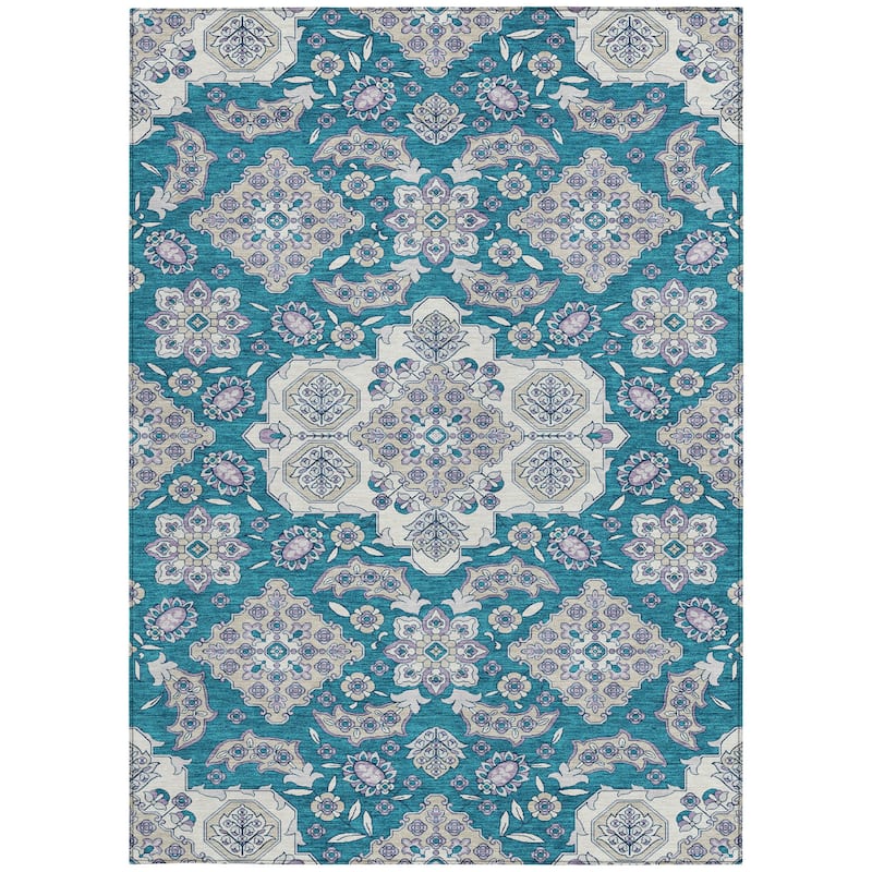 HomeRoots Medallion Traditional Rectangle Outdoor Rug