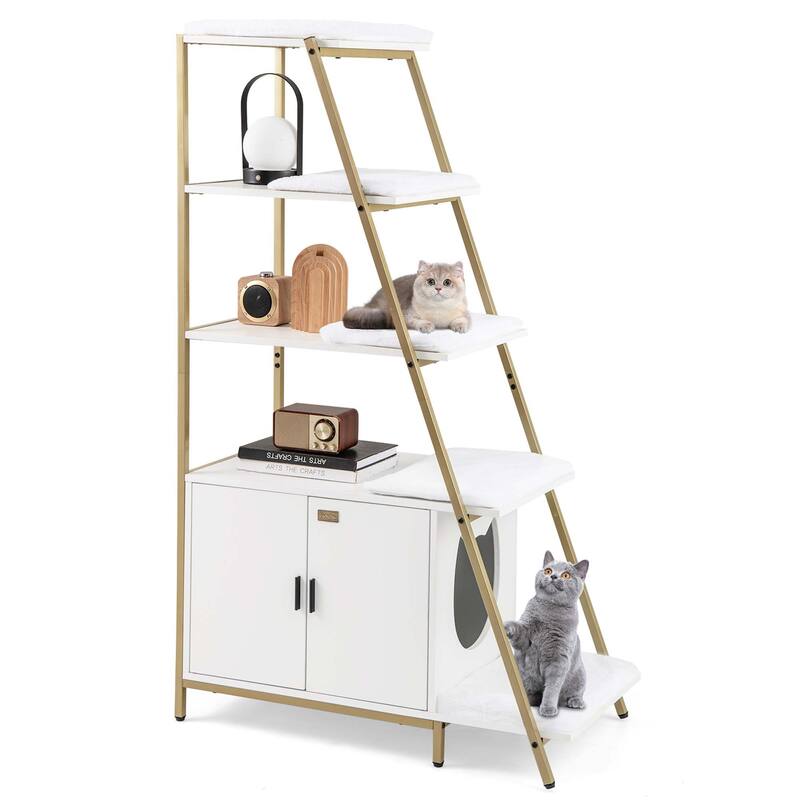 Petsite Large Cat Litter Box Enclosure 2-in-1 Hidden Cat Washroom - See Details - See Details