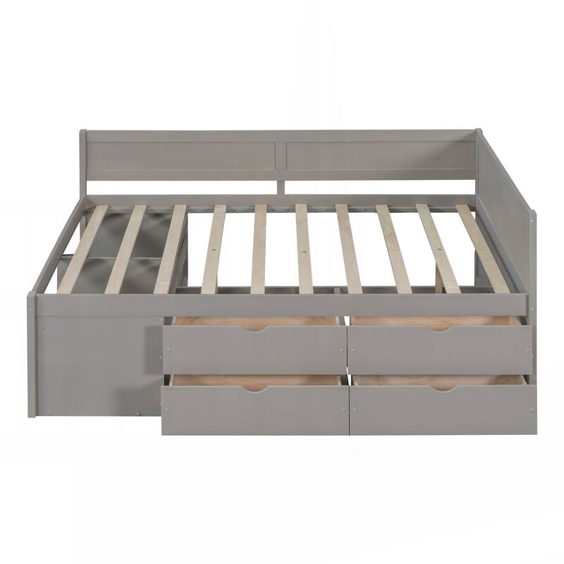 Full Size Daybed with Drawers and Shelves