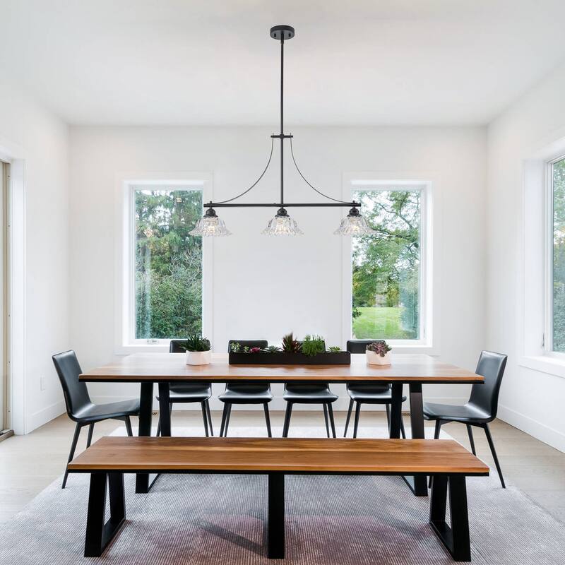 Starsky 3-Light Linear Chandelier With Floral-Inspired Shade