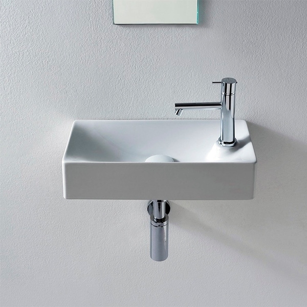 Nameeks 1501 Scarabeo 17 2 3 Ceramic Bathroom Sink For Vessel Or Wall Mounted Installation White One Hole