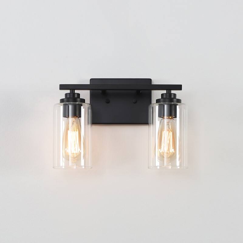 KAWOTI 2-Light Dimmable Bathroom Vanity Light with Clear Glass Shade