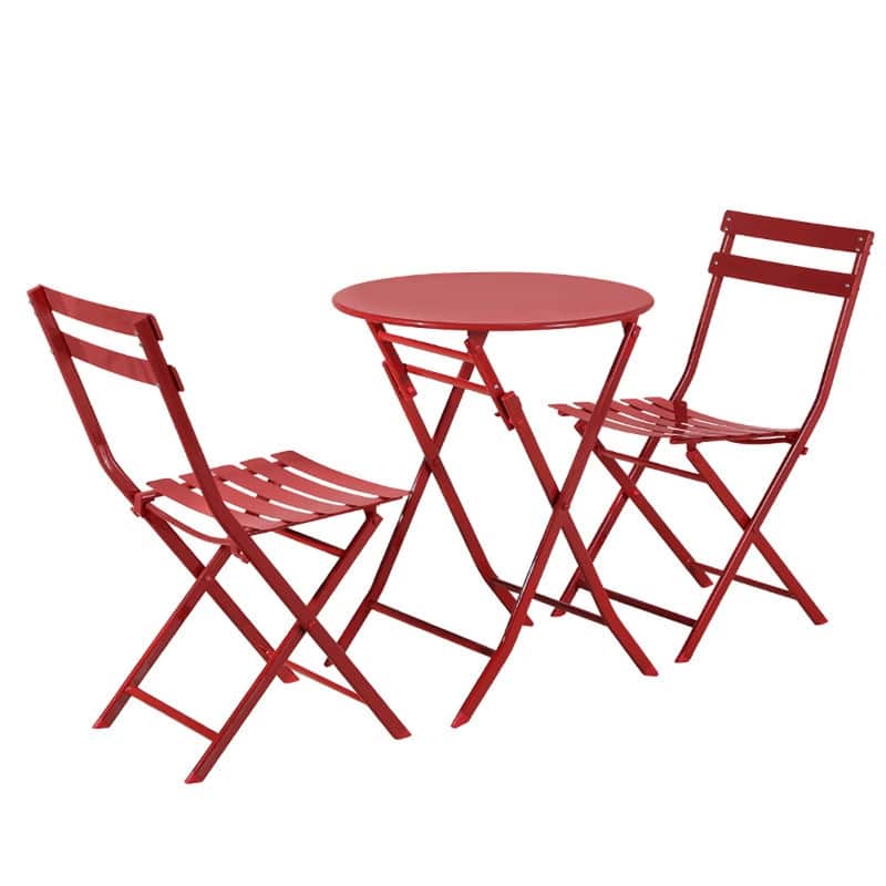 3-Piece Patio Bistro Set, Outdoor Metal Folding Conversation Set for Balcony, Cafe, Yard
