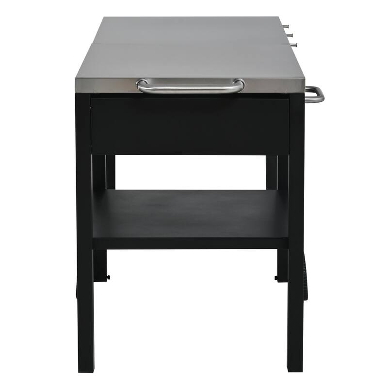 Portable Foldable Outdoor Kitchen Prep Station, BBQ Grill Cart with Expandable Top and Storage for Patio