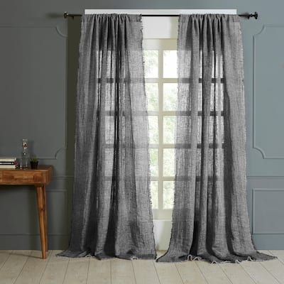 Kart Linen Reversible Curtain, Asphalt/Natural, 96"