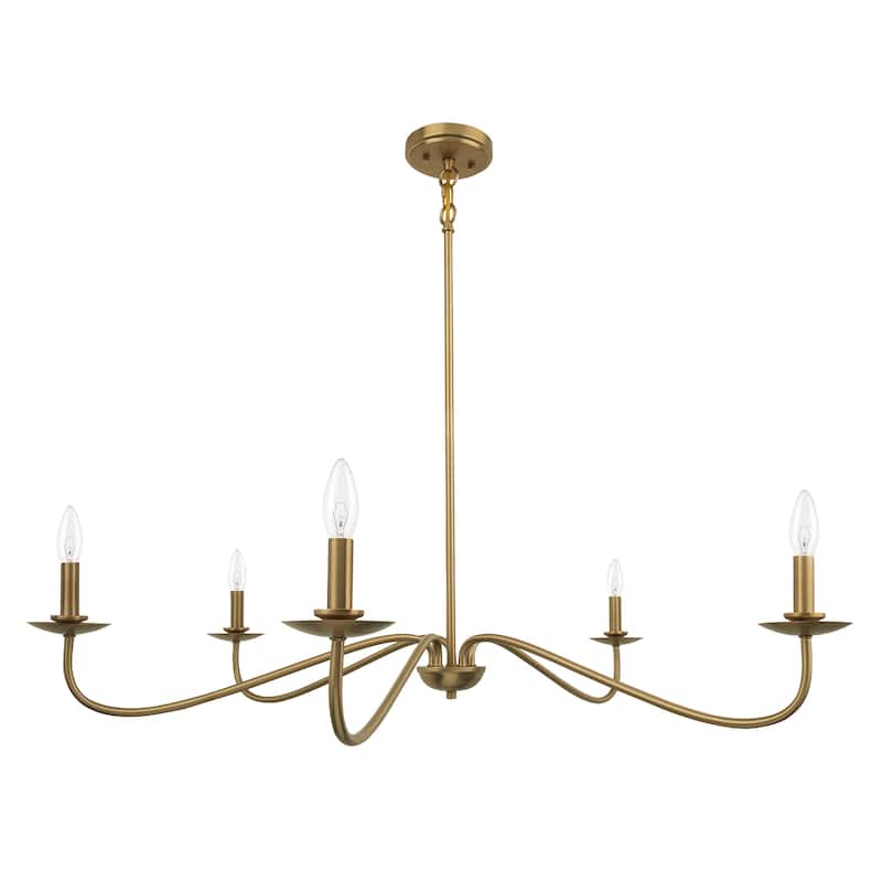 Brushed Gold Dimmable 5-Light Candle Chandelier