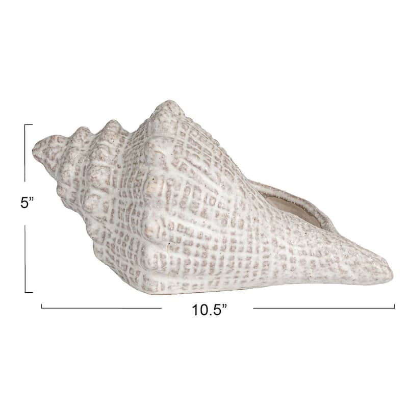 Stoneware Conch Shell Accent Décor - 10.4"L x 5.9"W x 5.1"H