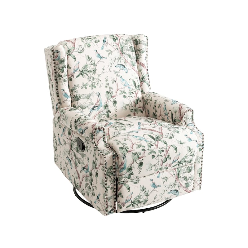 Linen Manual Swivel Base Recliner Chair with Footrest