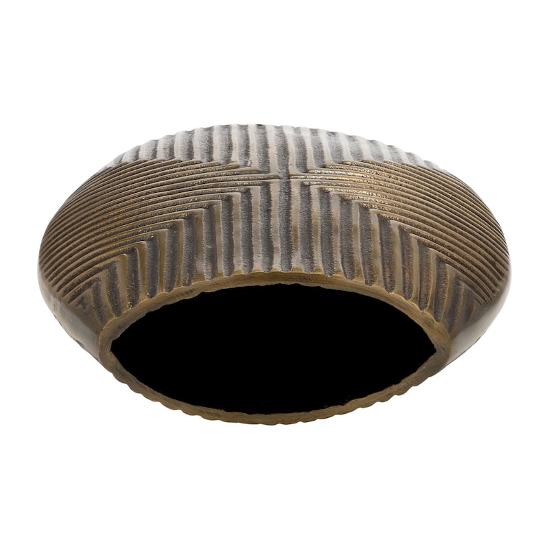 Sagebrook Home Modern 12" Ribbed Metal Vase Contemporary Bronze/Copper Aluminum Decorative Table Vase