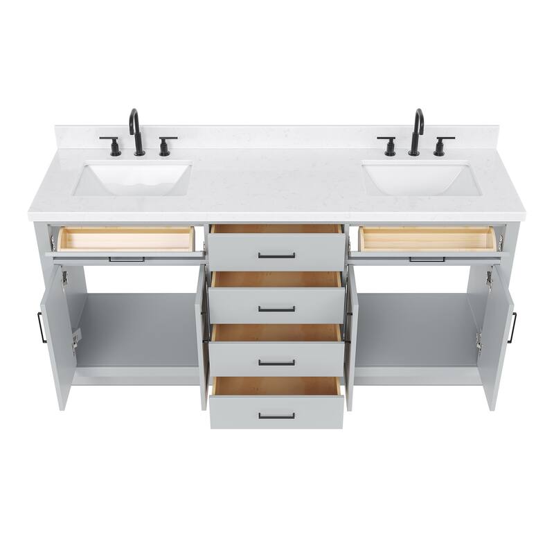 Ariel T072DCQRVO Hepburn 72" Free Standing Double Basin Vanity Set