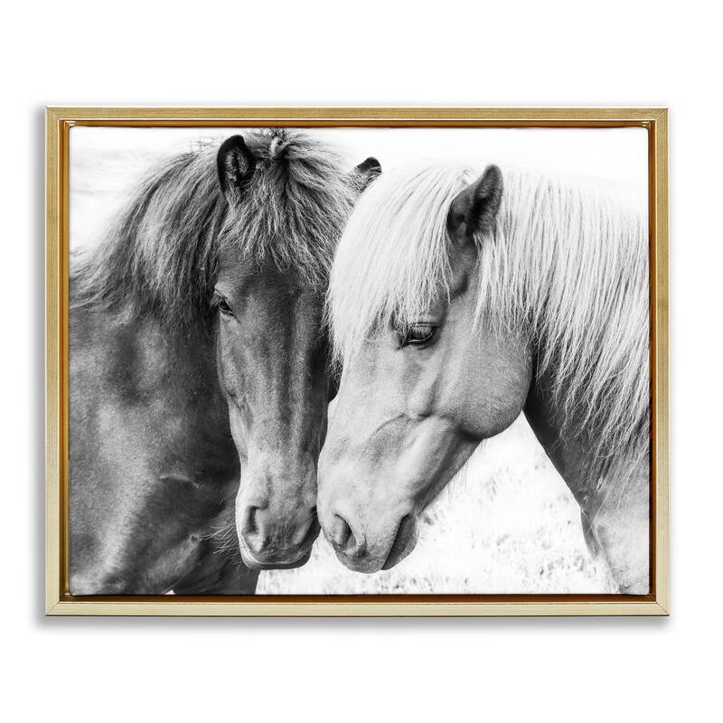 Stupell Horse Love Duo Portrait Framed Floater Canvas Wall Art Design by Sisi and Seb