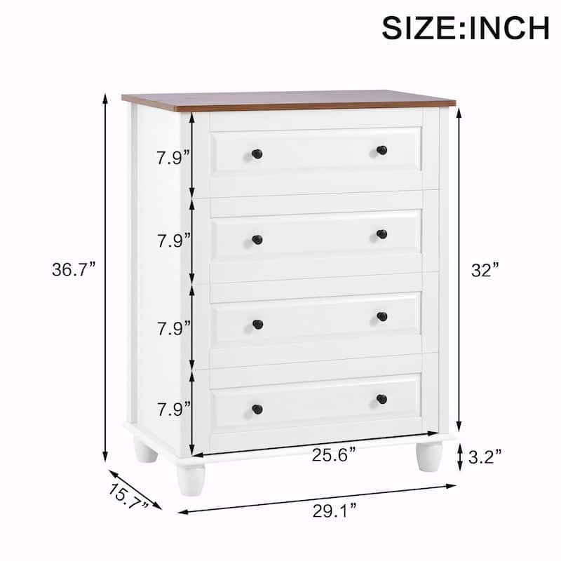 Modern Chest of Drawers, 4-Drawer Dresser, Tall Wood Storage Cabinet