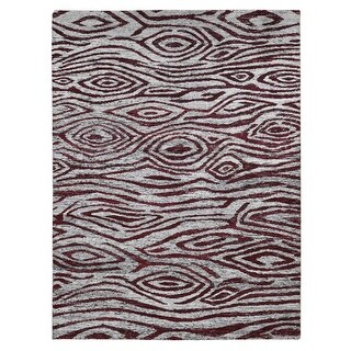 Shahbanu Rugs Red Thick Man Made Silk Modern Repetitive Colorful Tree ...