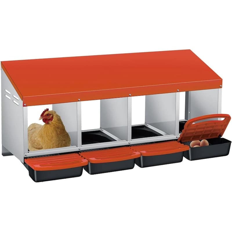 4 Holes Egg-Laying Boxes Nesting Boxes for Chickens Coops - Orange