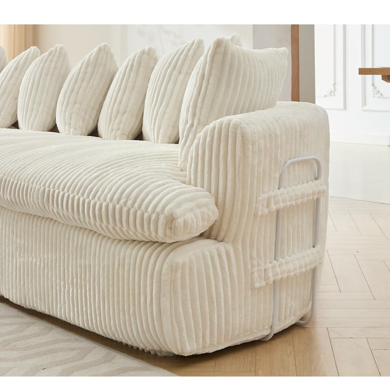 127" Large Sectional Sofa,Modular L Shaped Left Sofa,Corduroy Fabric