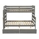preview thumbnail 11 of 10, Grey Twin Over Full Pine Bunk Bed with Drawers, Convertible to Two Beds