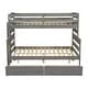 preview thumbnail 11 of 10, Grey Twin over Full Solid Pine Wood Bunk Bed with 2 Drawers
