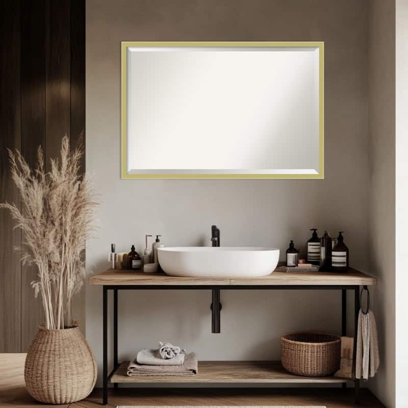 Incline Beveled Wood Framed Bathroom Vanity Wall Mirror