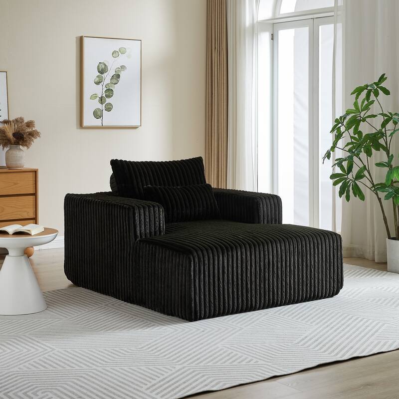 Oversized Corduroy Lounge Chair with Pillow Support - Sofa, Sleeper Couch, Chaise, Ottoman Bench
