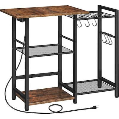 Bakers Rack with Charging Station, Microwave Stand