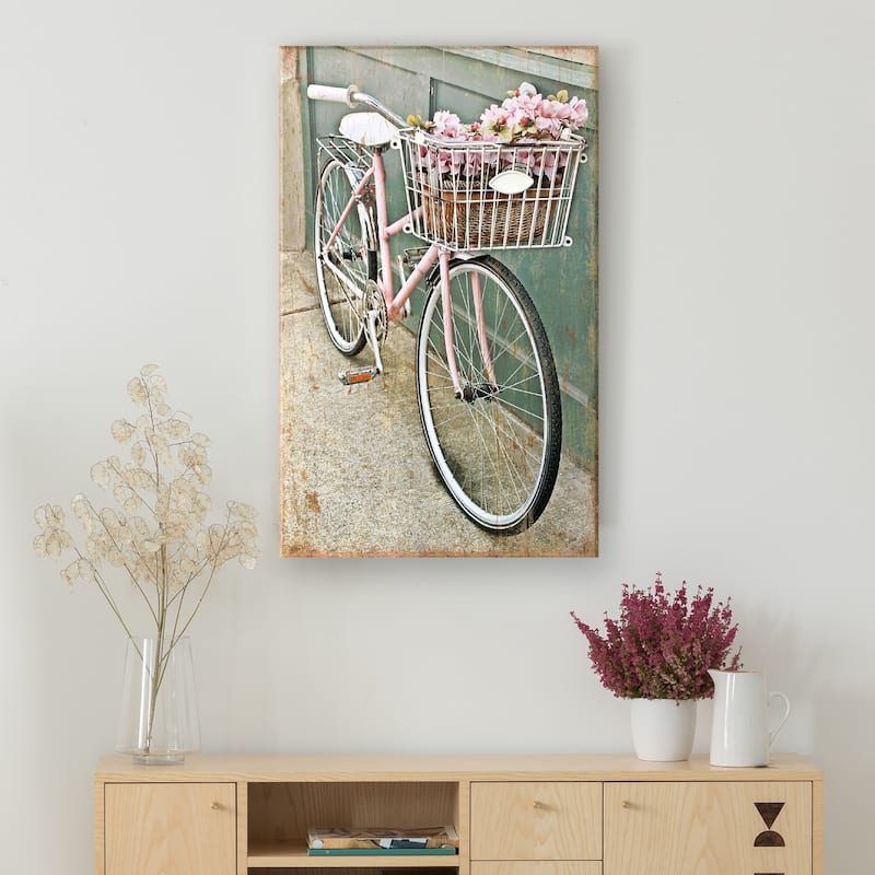 15.5x23.5" Canvas Metal Bicycle With Basket Print